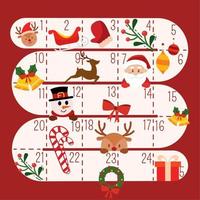 Calendario de adviento de navidad con objetos tradicionales ilustración vectorial vector