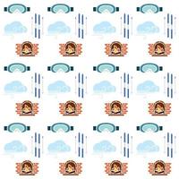 Winter seamless pattern background with winter icons Vector illustration