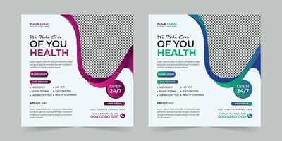 Medical healthcare square social media post, promotion web banner ads sales and discount banner vector template Design.