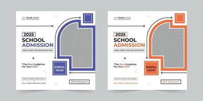 School admission digital marketing social media post, web banner promotion ads sales and discount banner vector template Design.