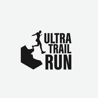 ultra trail running logo vector ilustración sobre fondo blanco
