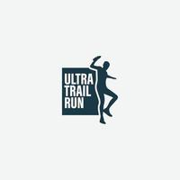 ultra trail running logo vector ilustración sobre fondo blanco