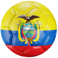 Balón de fútbol de procesamiento 3d con la bandera de la nación de ecuador. png