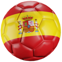 Balón de fútbol de procesamiento 3D con bandera de la nación española.