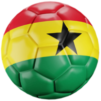 Ballon de football de rendu 3d avec le drapeau de la nation ghanéenne. png