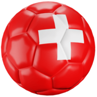 Balón de fútbol de procesamiento 3d con la bandera de la nación suiza. png