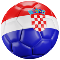 Balón de fútbol de renderizado 3d con bandera de la nación de croacia. png