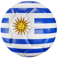 Balón de fútbol de procesamiento 3d con la bandera de la nación uruguaya. png