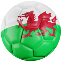 3D render soccer ball with Wales nation flag. png