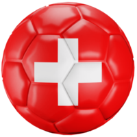Balón de fútbol de procesamiento 3d con la bandera de la nación suiza. png
