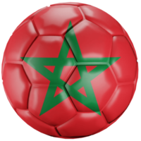 Balón de fútbol de procesamiento 3d con la bandera de la nación de marruecos. png