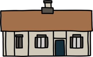 doodle freehand drawing of a retro house. png