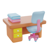 Study desk 3d education school icon object png