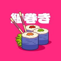 ilustración de comida asiática de japón hosomaki vector