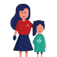 vector portrait of mom and daughter