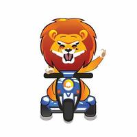 Cute Lion Riding Scooter Mascot Design vector