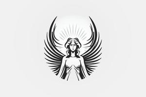 ángel femenino con ilustración de logotipo de alas vector