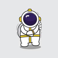 Cute Robotic Astronaut Folding Hands With Confidence Cartoon Flat Cartoon Style Icon Illustration vector