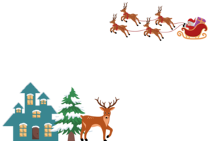 Christmas Background with Santa Claus Ride Reindeer Sleigh png