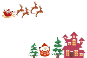 Christmas Background with Santa Claus Ride Reindeer Sleigh png