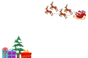 weihnachtshintergrund mit weihnachtsmann reitet rentierschlitten png