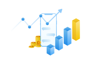 finanzmanagementkonzept und investition, flaches design von zahlung und finanzierung mit geld, bargeld, banknote, taschenrechner und kreditkarte. png