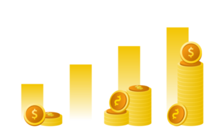 concept de gestion financière et investissement, conception plate de pièces de monnaie en tas ou pile de pièces. png