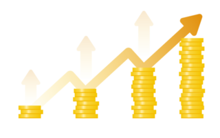 financieel beheer concept en investering, vlak ontwerp van stapel munten of stack van munten png