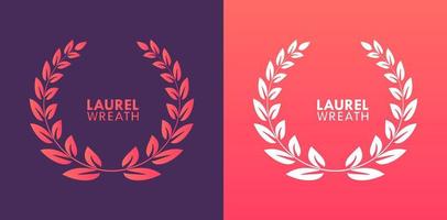 Laurel Wreath Leaf Element Flat Gradient Isolated Vector Illustration
