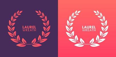 Laurel Wreath Leaf Element Flat Gradient Isolated Vector Illustration