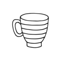 taza de taza dibujada a mano. taza en estilo garabato. ilustración vectorial aislado sobre fondo blanco. vector