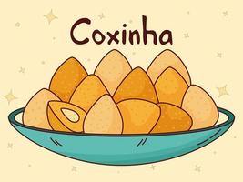 comida tradicional brasileña. coxina. ilustración vectorial en estilo dibujado a mano vector