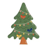 Christmas tree with decorations. Christmas and New Year celebration concept. Good for greeting card, invitation, banner, web design. vector