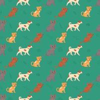 Dogs and cats seamless pattern. Flat vector illustration