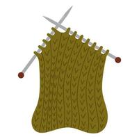 Knitting process. Wool yarn and knitting needles vector