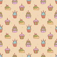 Cute cupcakes and muffins seamless pattern. Flat vector illustration