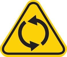 Rounded triangle shape hazard warning sign with arrow symbol. flat style. vector