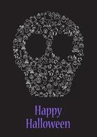 Happy halloween greeting card or flyer with skull vector