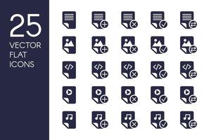 Documents and files flat vector icons set