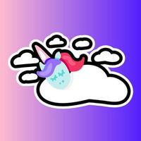 Sleeping unicorn with sleep lettering patch vector