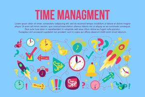 Time management stickers set set vector