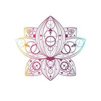 Lotus flower with geometric pattern vector linear illustration