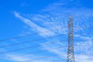 los postes de alto voltaje diseñados por ingenieros para plantas industriales y energía doméstica de consumo en un fondo de cielo azul y cálido es tecnología moderna e industrial moderna y peligrosa, por favor no se acerque.