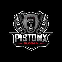 The bear holds the piston logo design vector