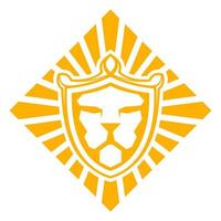 Shining lion head silhouette simple logo in rectangle 4 Shining lion head silhouette simple logo in rectangle vector