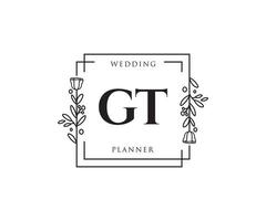 logo femenino inicial gt. utilizable para logotipos de naturaleza, salón, spa, cosmética y belleza. elemento de plantilla de diseño de logotipo de vector plano.