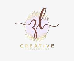 Initial ZL feminine logo. Usable for Nature, Salon, Spa, Cosmetic and Beauty Logos. Flat Vector Logo Design Template Element.