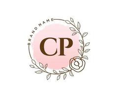 logotipo femenino cp inicial. utilizable para logotipos de naturaleza, salón, spa, cosmética y belleza. elemento de plantilla de diseño de logotipo de vector plano.