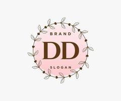 Initial DD feminine logo. Usable for Nature, Salon, Spa, Cosmetic and Beauty Logos. Flat Vector Logo Design Template Element.