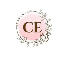 Initial CE feminine logo. Usable for Nature, Salon, Spa, Cosmetic and Beauty Logos. Flat Vector Logo Design Template Element.